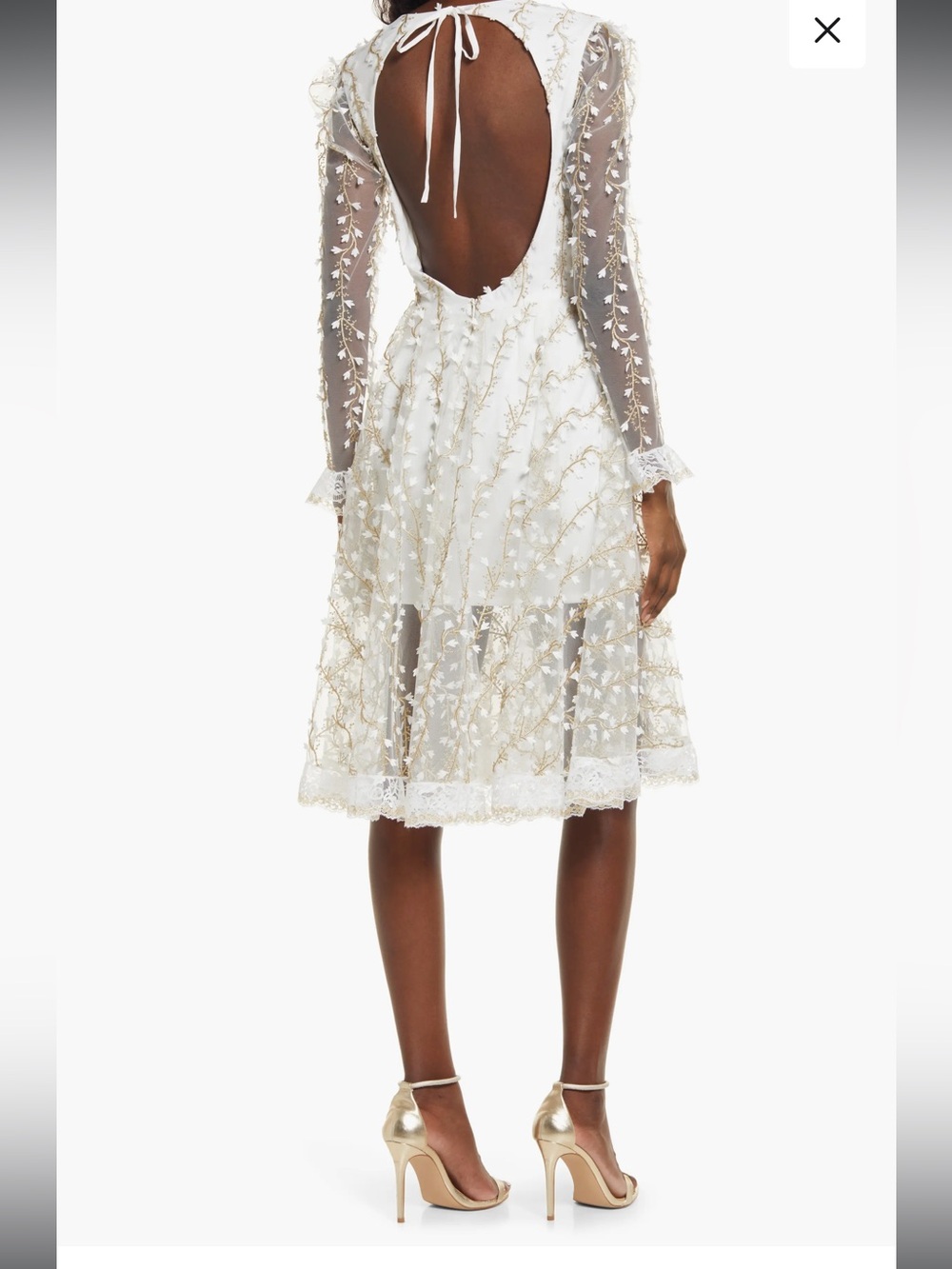 HELSI NWT Ella Embroidered Cream White Midi Dress with floral appliqué - Picture 2 of 7